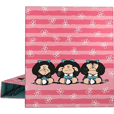 Immagine di Grafoplas 88172657. Raccoglitore ad anelli A4, 4 misti 40 mm, plastificato soft anti impronte, collezione Mafalda, saggezza