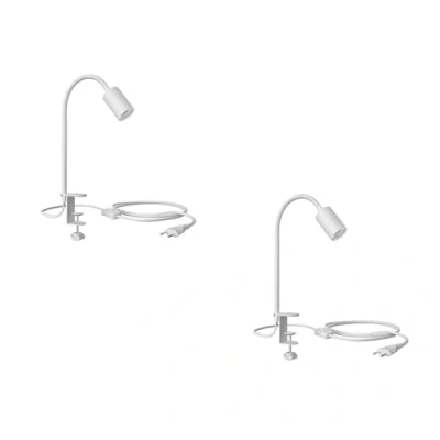 Immagine di ledscom.de 2 pz. lampada a morsetto, collo d&#039;oca LELE, interruttore, bianco opaco, 1x E27 max. 60W