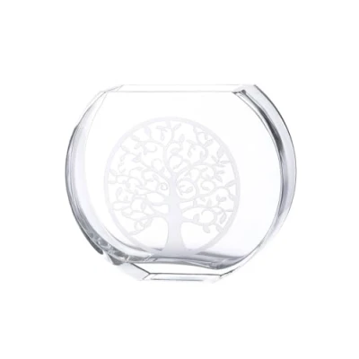 Immagine di GILDE GLAS art Vaso decorativo per fiori in vetro, con motivo albero della vita, decorazione moderna, regalo donne, colore: trasparente, altezza 23 cm