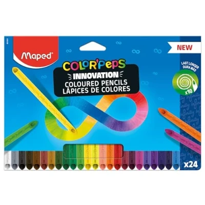 Immagine di Maped Pastelli colorati Color&#039;PEPS INFINITY 24 pezzi 100% mina colorata non è necessario temperare utilizzabile al morbido e molto piacevole sulla carta