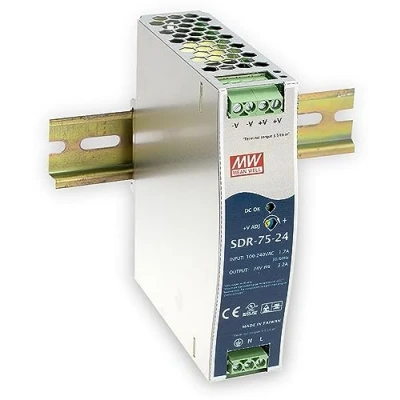 Immagine di Mean Well SDR 75 12 Alimentatore per guida DIN V/DC 6.3 A W Num. uscite:1 x Contenuto 1 pz.