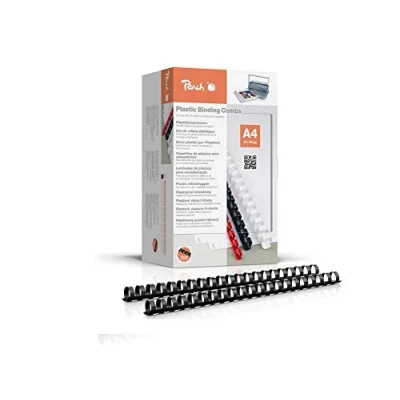 Immagine di Peach PB420 02 Dorsi di rilegatura 20 mm, A4, 100 pezzi, nero