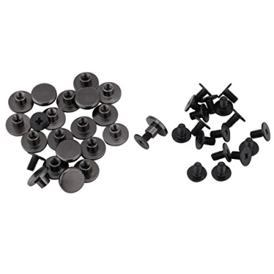 Immagine di HEEPDD 20 Pezzi Rivetto Artigianale in Pelle, 5 Millimetri / 8mm Viti a Testa Piatta filettate Ottone Resistente per Unghie Forniture di Riparazione leathercraft(5mm)