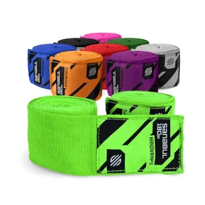 Immagine di Sanabul Fasce Elastiche Professionali da 450cm per Boxe Kickboxing Muay Thai MMA (Verde, 450cm)