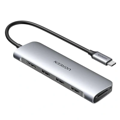 Immagine di UGREEN Revodok Hub USB C HDMI 6 in 1 Adattatore a 4K 3.0 Lettore di Schede SD TF Compatibile con MacBook PRO Air M2 M1, iPad PRO, iPhone 16 Plus Max, Galaxy S24 (Argento)