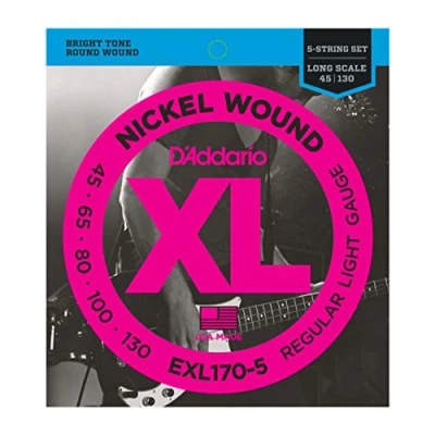 Immagine di D&#039;Addario Corde Basso Elettrico XL EXL170 5 Lunga Scala, Luce, 45 130 1 Pacchetto