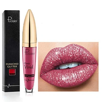 Immagine di 18 Color Diamond Glitter Lipgloss Rossetto liquido opaco lucido, lucidalabbra a lunga durata Coppa antiaderente Rossetti naturali morbidi e confortevoli (01)