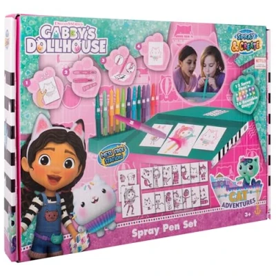 Immagine di Gabby&#039;s Dollhouse Set di penne spray matite da colorare per bambini con colorate e pagine colorare, GD23368