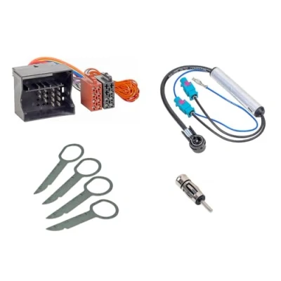 Immagine di Audioproject A359 SET di adattatori per autoradio Quadlock adattatore antenna doppio Fakra + staffa rilascio compatibile con VW Audi Skoda Seat Golf Polo A3 A4 Spina ISO
