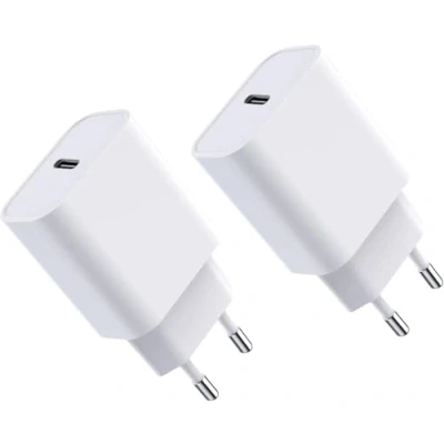 Immagine di Caricabatterie USB C, 20W 2 Pack Fast Charger, Durevole Power Delivery 3.0 C Wall Charger Compatibile Con iPhone 15/15 Pro Max/15 Max/14/13/12/XS/XR, AirPods Pro, Pixel 3/4, Galaxy S10/S9 etc