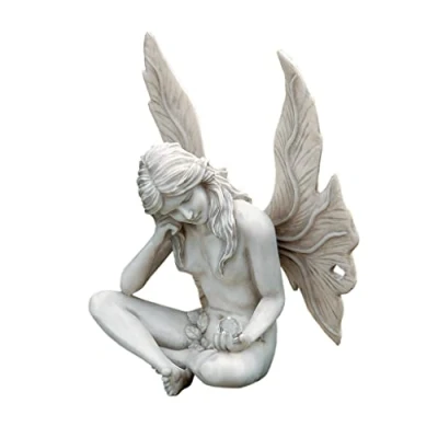 Immagine di Design Toscano PD1539 Fate del Giardino Segreto, Statua Fata Che Fissa, off Bianco, 15x19x25.5 cm