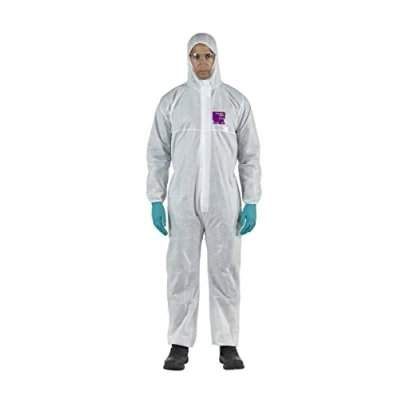 Immagine di Ansell AlphaTec 1500 Modello 138, Tuta Integrale con Cappuccio, Protezione Tipo 5/6 per Usi Domestici e Professionali, Monouso Impermeabile, Uomo Donna, Bianca, Taglia 2XL (1 Unità)