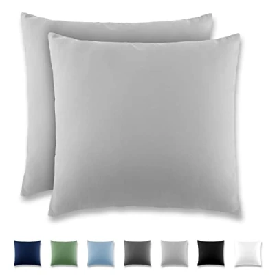 Immagine di REDKEY Coppia di Federe 40 x cm, Set 2 Tessuti per Cuscino Letto, con Coperchio Ribaltabile (senza Cerniera), 100% Microfibra è morbida e traspirante，Grigio chiaro