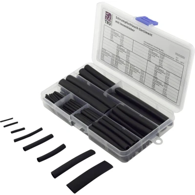 Immagine di TRU COMPONENTS TC 6793940 Kit guaine termoretraibili Nero Restringimento:3:1 100 pz.