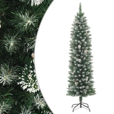 Immagine di vidaXL Albero di Natale Artificiale Sottile con Base 180 cm PVC