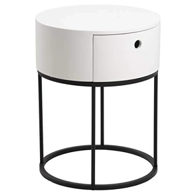 Immagine di AC Design Furniture Comodino Apollon, A: 51 x L: 40 Prof: 40, Ø: cm, bianco/nero, MDF/metallo, 1 pezzo
