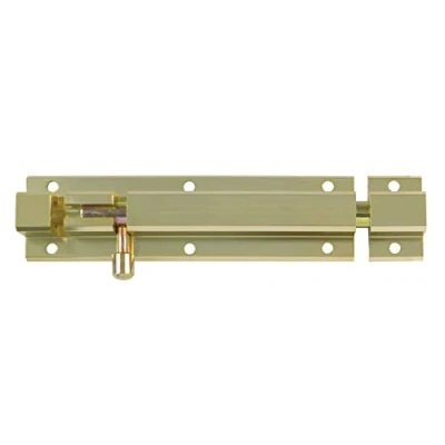 Immagine di Amig Perno di sovrapposizione per porte Mod.501 chiusura sicurezza orizzontale o verticale In alluminio con finitura oro Dimensioni: 150 x 40 mm Include tirafondi