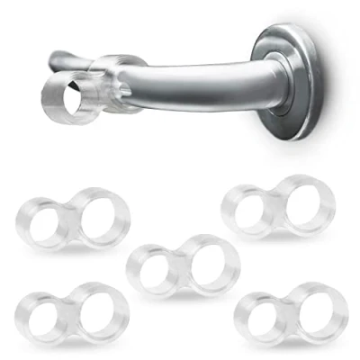 Immagine di R&amp;R SHOP Fermaporta per Maniglia Doppio Anello Trasparente In Plastica Riciclabile, Paracolpi, Protegge Pareti, Superfici, Porte e Finestre Set di 5