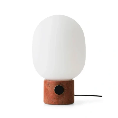 Immagine di Audo Copenhagen JWDA lampada da tavolo, travertino rosso, altezza 32 cm, dimmerabile