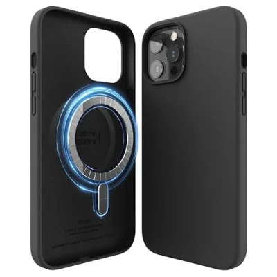 Immagine di elago Custodia magnetica in silicone compatibile con iPhone 12 Pro Max 6,7&quot; Magneti integrati, accessori MagSafe (nero)