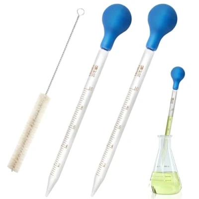 Immagine di 4 Pezzi Contagocce di Vetro, 10 ml Pipette Contagocce, Pipetta Con Pennello Pulito Riutilizzabile per Laboratorio, Industria, Chimica, Cosmetic