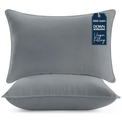 Immagine di Utopia Bedding Cuscini Letto (Set di 2), 50 x 70 cm Guanciali Coppia, 3D Fibra Poliestere (Grigio)