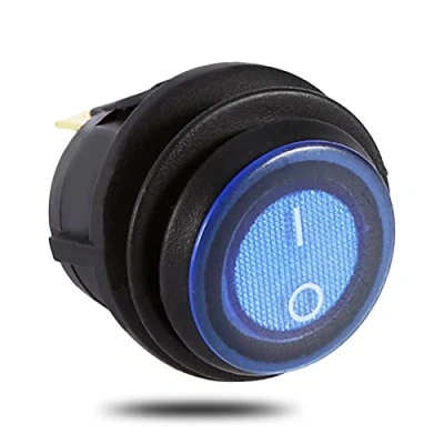 Immagine di Keenso 3 Pin Interruttore A bilanciere, 12 V 16 On/Off Rotondo con LED Luce Blu per Auto Camion di Controllo Pulsante