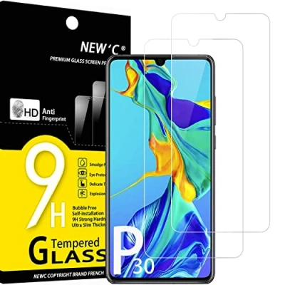 Immagine di NEW&#039;C 2 Pezzi, Vetro Temperato per Huawei P30, Pellicola Prottetiva Anti Graffio, Impronte, Senza Bolle, Durezza 9H, 0,33mm Ultra Trasparente, Resistente