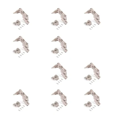 Immagine di Emuca 1013107 Kit cerniera mezzo collo con scodellino Ø35mm 165 chiusura soft e basetta Euro regolazione eccentrica, Set di 10