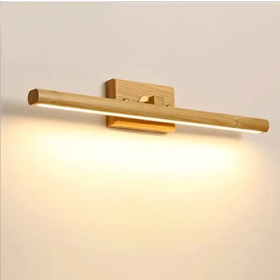 Immagine di LANMOU 40CM Lampada da Specchio LED Bagno in Legno, Applique Frontale a Interno 8W 4000K, 640LM, Cosmetico Ruotabile 180, Luci per Toilette