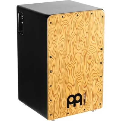Immagine di Meinl Percussion Pickup Woodcraft Cajon Grande Drum Box con Pickup, Rullante e Basso Superficie di Suono in Makah Burl (PWC100MB)