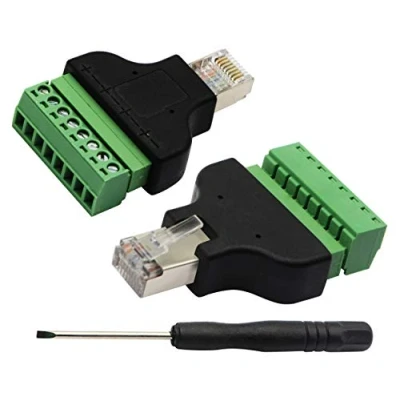 Immagine di zdyCGTime Spina Maschio RJ45 a 8P 8C Femmina, Cavo di Rete Ethernet per AV CCTV UTP DVR Cat5 Cat5e Cat6 Cat7 in Linea accoppiatore 300V 8A.(2 Pezzi)