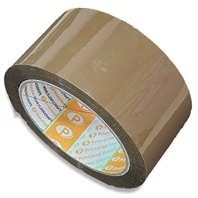 Immagine di Printation nastro adesivo per pacchi rotolo marrone lungo 66 m e largo 50 mm silenzioso robusto extra forte, resistente agli strappi pacchi, pacchetti, imballaggi