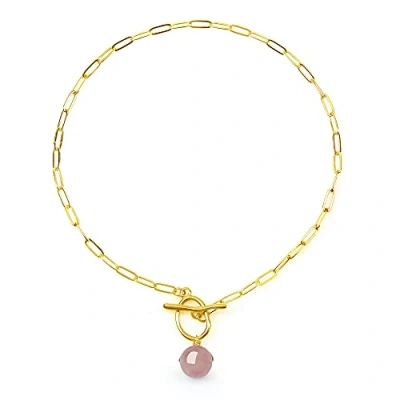 Immagine di COAI Collana Paperclip in Acciaio Inox con Ciondolo Perla Sfera Quarzo Rosa