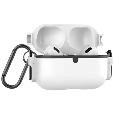 Immagine di MyGadget Cover Rigida Compatibile con Apple AirPods Pro 2 Generazione (2022) Custodia per Cuffie Auricolari interno in silicone e apertura a scatto Bianco