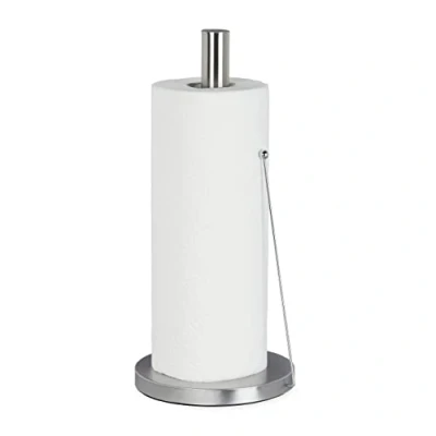Immagine di Relaxdays portarotolo da cucina in acciaio inossidabile, appoggio, per la cucina, HxP 33 x 15 cm, argento, 1 pezzo