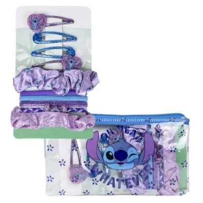 Immagine di STITCH Beauty Set Include 2 Elastici in Tessuto, 4 Elastici, forcine e Case Ideale per sorprendere i Tuoi Bambini Design Ispirato Prodotto Originale Progettato Spagna