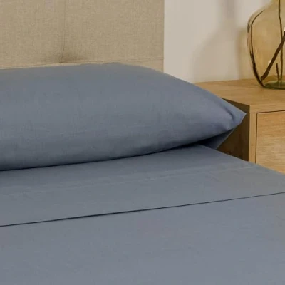 Immagine di TRAMAS+ Completo Lenzuola Piazza e Mezza 140x200, 100% cotone, Biancheria da letto, 2 federa Certificata STANDARD 100 by OEKO TEX Blu Indaco
