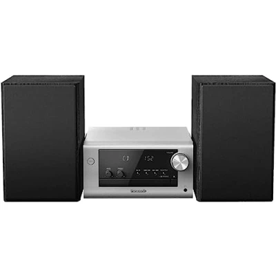 Immagine di Panasonic SC PM704EG S Sistema stereo compatto Micro HiFi con CD, radio DAB+/FM, USB e Bluetooth, 80 W, controllo dei bassi, colore: Argento