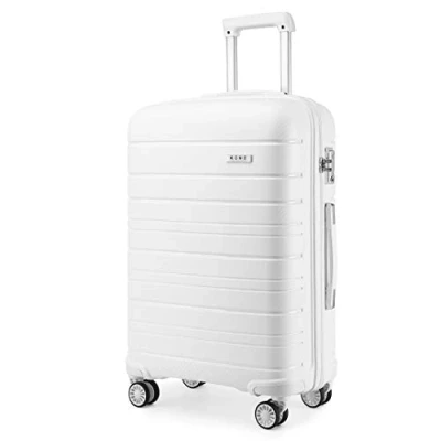 Immagine di KONO Valigia Grande 76cm Rigida in Polipropilene Valigie con TSA Lucchetto e 4 Ruote Trolley da 28 Pollici, Bianco