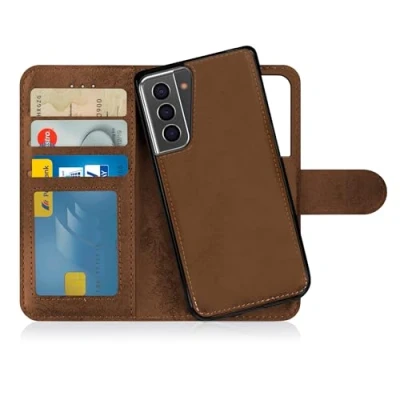 Immagine di MyGadget Cover per Samsung Galaxy S21 Plus Custodia Libretto Magnetica Portafoglio Flip Wallet Case Porta Carte in Similpelle PU Removibile Marrone