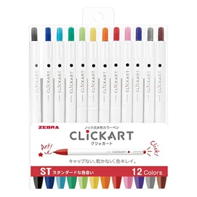 Immagine di Zebra Clickart WYSS22 12CST Penna a base d&#039;acqua standard, 12 colori
