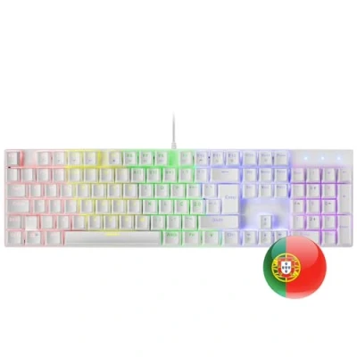 Immagine di Mars Gaming MK422 Bianco, Tastiera Meccanica RGB, Antighosting, Switch Meccanico Rosso, Lingua Portoghese
