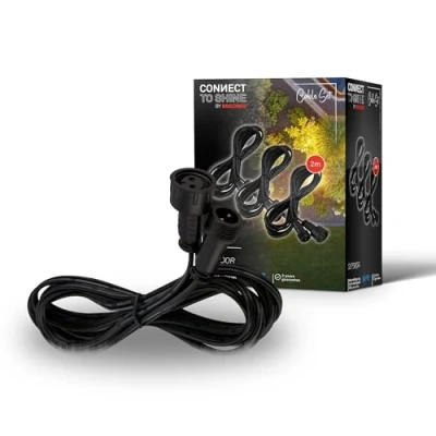 Immagine di Briloner Sistema da giardino Connect to Shine 12V set di 3 pezzi Cavo prolunga 2 m, prolunghe, IP67 contro l&#039;immersione temporanea, connessione a spina, nero