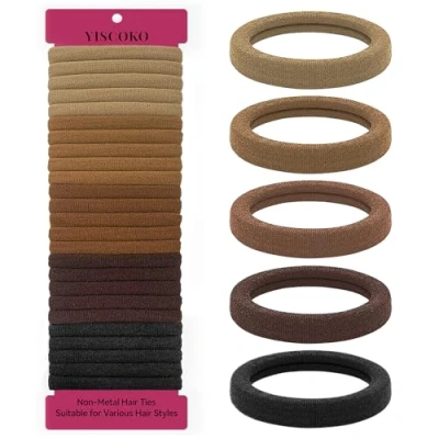 Immagine di YISCOKO Elastici Capelli Donna,Elastici Capelli,Elastici per Capelli,Elastico Uomo,Elastici Neri Donna(50PCS, 5 Colori)