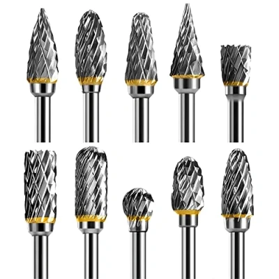Immagine di Set di frese in metallo duro compatibile con Dremel 1/8 &quot;gambo 10PC Die Grinder Rotary Tool si adatta a per smerigliatrice Trapan