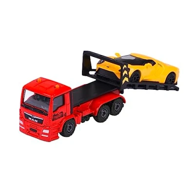 Immagine di Majorette Trailer Edition Carro attrezzi giocattolo con auto per bambini dai 3 anni in su, ruota libera e parti mobili, giallo