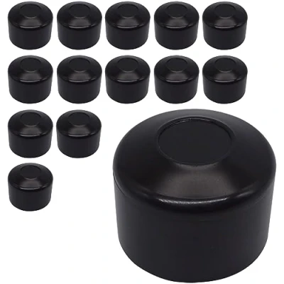 Immagine di SKIR&#039;CO 14 tappi rotondi in plastica nera da 40 mm per pali di recinzione rotondi, colore nero RAL 9005