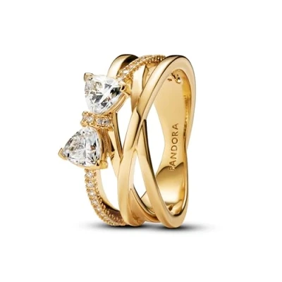 Immagine di PANDORA Anello da donna con fiocco scintillante, colore oro 163511C01, 56/17,8, Argento sterling, Zirconia cubica