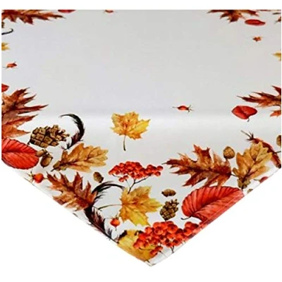Immagine di Raebel, tovaglia da 85 x cm con motivo stampato di fogliame autunnale multicolore su una base color crema, bianco e beige